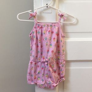 Cuddle Bear pink ice cream printed romper, size 9M